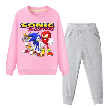 Copii Băieți Fete Imbracaminte Copii Toamna Sonic Ariciul Teen Topuri Tricou + Pantaloni Sport Costum De Haine Pentru Copii Set Trening