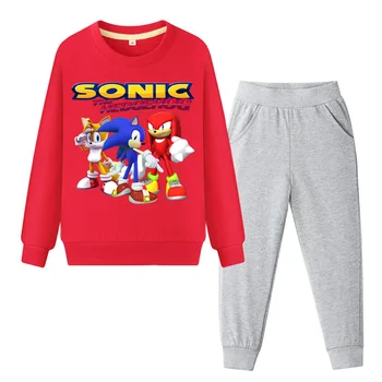 Copii Băieți Fete Imbracaminte Copii Toamna Sonic Ariciul Teen Topuri Tricou + Pantaloni Sport Costum De Haine Pentru Copii Set Trening