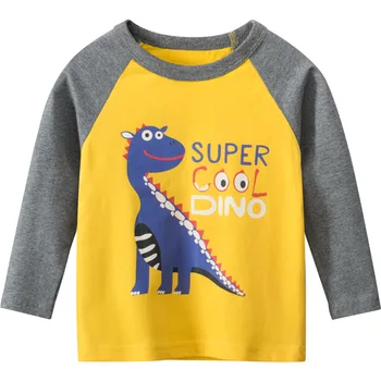 Copii cu maneca lunga T-Shirt pentru Copii Tricou Baieti Copil Copil Dinozaur Bumbac Desene animate Topuri Haine Copii Tricou 2 3 4 5 6 7