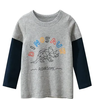 Copii cu maneca lunga T-Shirt pentru Copii Tricou Baieti Copil Copil Dinozaur Bumbac Desene animate Topuri Haine Copii Tricou 2 3 4 5 6 7