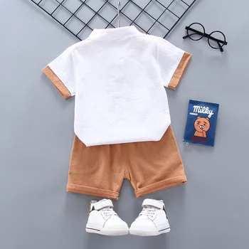 Copii cu maneci scurte costum 2020 nou de lenjerie de pat din bumbac viață lungă model de blocare două piese de îmbrăcăminte seturi de T-shirt, pantaloni scurti casual de vara