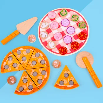 Copii De Învățământ De Educație Timpurie Din Lemn Pretinde Joc De Simulare Jucărie De Bucătărie De Jucărie Să Învețe Să Facă Șase Arome Diferite De Pizza