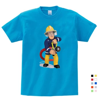 Copii Desene animate Pompierul Sam Bumbac Imprimare T-shirt pentru Băiat Tricou Fata Maneci Scurte Tee Topuri Haine Copii Haine Unisex 3T-9M