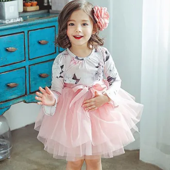 Copii drăguț rochie de bal rochie 2019 fete toamna digital print flori rochii de copii fata de pufos rochie de printesa