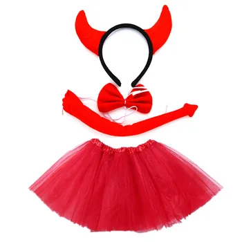 Copii Fata de Diavol, Demon Ureche Costume Petrecere, Rochie Fancy Cosplay Set de Costume de Halloween pentru Copii de Duș Ziua de Crăciun