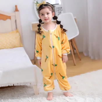 Copii Fată Pijamale Desene animate Noi Salopeta Flanel Urs Animale Joaca Costum cu Mâneci Lungi Hoodie Cald Drăguț Amuzant dintr-O Bucata Pijama