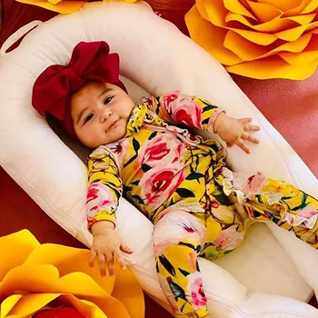Copii Fete Băieți Copii Haine Salopetă Nou-Născut Imprimeu Floral Din Bumbac Cu Maneci Lungi Salopeta De Iarna+Bentita Tinutele Set De Haine Pentru Sugari