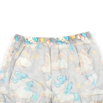 Copii Fete de Vară pantaloni Scurți Brand Casual Unicorn Curcubeu, Nori Imprimat Bumbac Elastic la Mijlocul Talie pantaloni Scurți Largi Pentru 2-6Y Copii