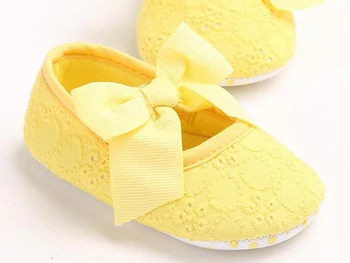 Copii fete pantofi alb, cu papion, pantofi pentru sugari prewalkers fetițe crib pantofi nealunecoase christenning nunta de primavara-vara
