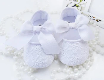 Copii fete pantofi alb, cu papion, pantofi pentru sugari prewalkers fetițe crib pantofi nealunecoase christenning nunta de primavara-vara