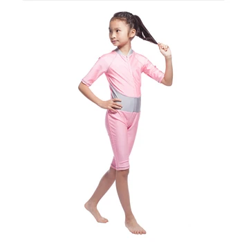 Copii Fete Respirabil Costum De Baie Mozaic Beachwear Cu Fermoar Roz Culori Galben Copii Fată O Singură Bucată Costume De Baie Musulman