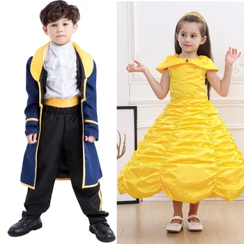 Copii frumoasa si ia Costum Baieti Copii Carte Săptămână Prințul Cosplay Rochie Fancy Fata Printesa Belle Dress Costum de halloween