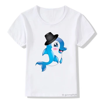 Copii haine baieti/fete t-shirt delfin desene animate model de imprimare t tricoul de vară de moda casual cu maneci scurte pentru copii tricou top