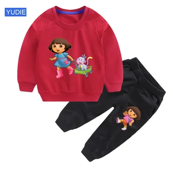 Copii Jachete Fete Drăguț pentru Copii Baby Girl Haine de Desene animate Topuri Tricou+ Pantaloni Costume 2 buc Set Haine Copii seturi de drăguț
