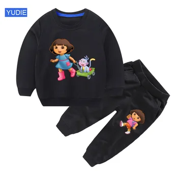 Copii Jachete Fete Drăguț pentru Copii Baby Girl Haine de Desene animate Topuri Tricou+ Pantaloni Costume 2 buc Set Haine Copii seturi de drăguț