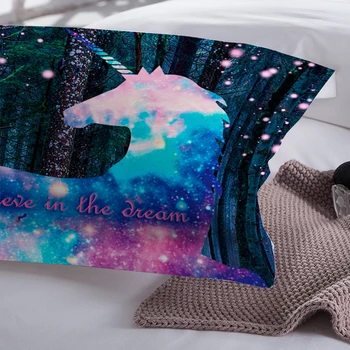 Copii lenjerie de pat de lux 3D Digital Vis Pădure Unicorn Plapuma Acoperă cu fețe de Pernă Cosmic Unicorn pat Linia king size en-gros