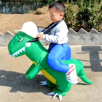 Copii Mascota Verde Dinozaur T-REX Gonflabil Costum pentru Băieți și Fete de Echitatie Dino Rochie de Petrecere Costume Halloween Cosplay de Desene animate Toy