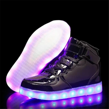 Copii pantofi Casual Moda Adidași de Lumină LED-uri USB Luminos Aprins Pantofi Copii Băieți Fete Apartamente pantofi Sport 019