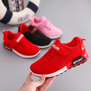 Copii Pantofi de Sport de Toamna Băieți Fete Anti-alunecare Mozaic Plasă Respirabil Copii Adidasi Copil Running Shoe Black Red