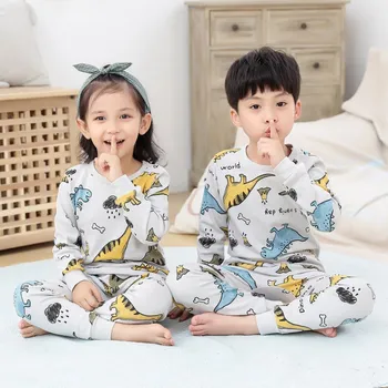 Copii Pijamale 2020 Toamna Fete Baieti Pijamale Pijamale Copii Haine pentru Sugari, Animale de Desene animate Seturi de Pijama din Bumbac pentru Copii Pijamale