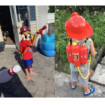 Copii pompieri Uniforme Masina Cort Sam Cosplay Copii de Lux Pompier Pistol cu Apă 6Pcs Jucarii Set Băiat Fată Costum de Halloween Cadou