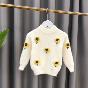 Copii Pulovere pentru Copii Haine de Toamna/Iarna Fete Bluze pentru Fete Copilul de Mână-tricotate Pulovere cu Flori Copii Haine groase