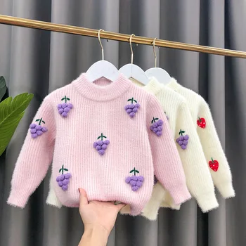 Copii Pulovere pentru Copii Haine de Toamna/Iarna Fete Bluze pentru Fete Copilul de Mână-tricotate Pulovere cu Flori Copii Haine groase