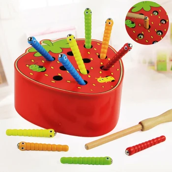 Copii Puzzle din Lemn Jucarii Joc de Puzzle 3D Mânca Mărul Copii Prinde Viermi Copilul mai Devreme de Culoare Cognitive Educaționale Interactive Toy
