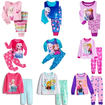 Copii Seturi De Pijamale Cu Elsa Anna Desene Animate Animal Print Pijamale Fete De Familie Haine Pentru Copii Pijamale Copii Pijamale