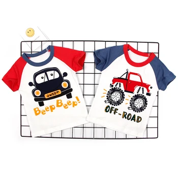 Copii T-Shirt Îmbrăcăminte Topuri cu Mâneci Scurte de Vara de Bumbac, Mașini de Imprimare Mașină Băieți Fete Copii Tee pentru 2-8 Ani Topuri