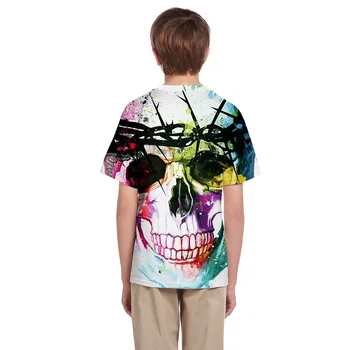 Copii Tricou pentru Băieți și Fete Topuri Rece Craniu de Imprimare Tricou Garcon O-gat Maneci Scurte T-shirt Respirabil Unisex Copil Haine