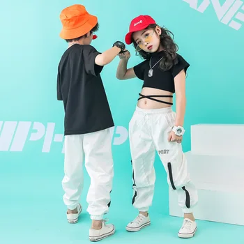 Copiii De Dans Hip-Hop Costume Trunchiate Topuri Tricouri Pantaloni Fete Baieti Jazz Haine Copii, Dansul Strazii Performanță Etapă De Uzura