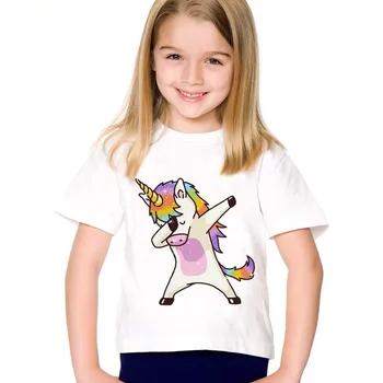 Copiii de Imprimare de Moda Tamponare Unicorn Amuzante tricouri Copii Haine de Vară Harajuku Topuri Casual Copilul Tees Pentru Baieti/Fete
