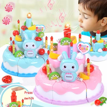 Copiii De Tăiere Bucătărie Jucării Tort Pretinde Joc Jucării De Plastic In Miniatura Tort Cu Lumină Și Muzică Educație Fete Jucarii