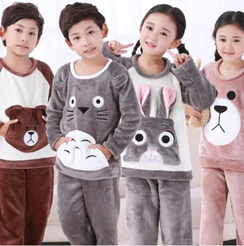 Copiii Totoro/Urs/Iepure Drăguț Flanel Fata/Baiat Costum Pijama de Iarna Copil Set de Pijamale Acasă Desene animate O-neck Maneca Lunga, Pijamale