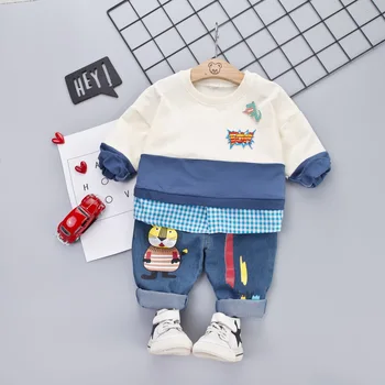 Copil baietel de Îmbrăcăminte Seturi de Desene animate 2 BUC 2019 Moda Toddler Girls Copii Costum pentru Baieti tricou +Blugi Pantaloni 1 - 4 Y
