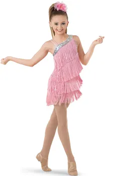 Copil copil copii profesionist de dans latino rochie pentru fete de dans rochii pentru copii mov cu paiete, franjuri salsa ciucure