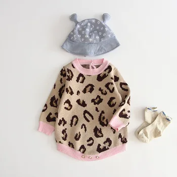 Copil de tricotat costume de dragoste leopard bumbac maneca lunga jacquard articole de îmbrăcăminte urca haine de Corp pentru bebelusi salopeta pentru fetita