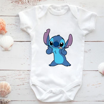 Copil nou-născut Fată Haine Disney Lilo & Stitch Desene animate de Imprimare cu Mânecă Scurtă Băiat Nou-născut Salopeta Copil ropa bebe coreean Vladan