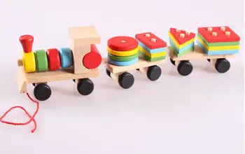 Copilul 25pcs Blocuri Trailer Jucarii din Lemn Tren Geometria Vehiculului/Culoare Congnitive Bloc Educativ pentru Copii Cadou de Ziua de nastere