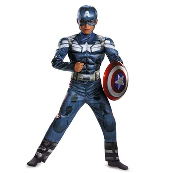 Copilul Captain America Musculare Rochie Fancy Copil Băiat Război Civil Super-Erou Costum De Halloween Fantasia Tinuta
