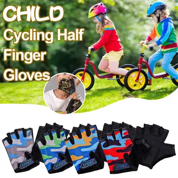 Copilul Ciclism Camuflaj pentru Copii Deget și Jumătate de Biciclete Mănuși de Înaltă Elastic Non-alunecare de Biciclete Mănuși Echipament de Echitatie