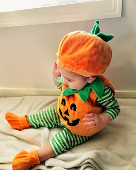 Copilul de Halloween Cosplay Haine Copii Costum de Dovleac Vestă fără Mâneci Topuri+Hat+Pantofi 3 buc Tinutele Fotografie Prop Costum