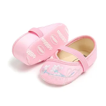 Copilul Fete Dulceata Printesa Prima walker Pantofi Stil Chinezesc Broderie Pantofi Copilul Moale cu Talpi Banda Elastica pantofi pentru Copii