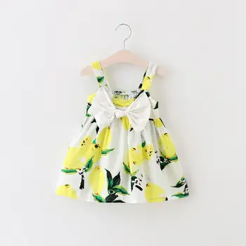 Copilul Fete Florale de Fructe Arc Rochie Summer Infant de Lamaie Imprimare Bowknot fără Mâneci Haine Copii Fată Dress 0-3Y