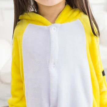 Copilul Kugurumi Trusou de Desene animate de Animale tigrului Galben Cosplay Costum de Flanel Pijama Una Bucată Fată Băiat Copil pijama Somn Costum