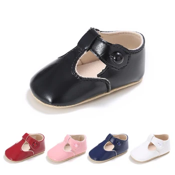 Copilul nou-Născut Pantofi Fete Rosu-Negru Roz Solid Prima Pietoni Papion Princess Party PU piele Pantofi pentru Sugari Fata