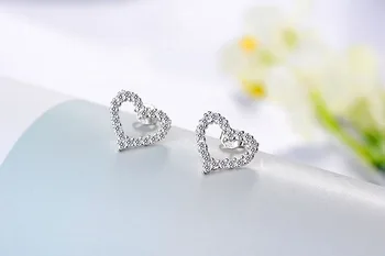 Coreea Cercei S925 Argint Inima Bling Zirconia Cercei Stud pentru Femei Bijuterii Fine 2020 Nou