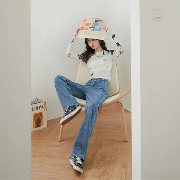 Coreea de Teaca Model de Imprimare T Tricoul Moda Subțire Pulover Mici Proaspete de Vară 2020 Mozaic Minoritate Stil Casual Tee ZLL5057
