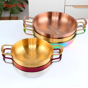 Coreea Tăiței Oală de gătit din oțel inoxidabil de Aur vase Cu Mâner Supa de fructe de mare gătit oală Încălzire Rapidă de Metal vase de bucătărie
